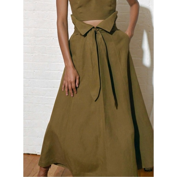 Mara Hoffman Midi Linen-Blend Anna Paper-Bag Skirt - Picture 5 of 8